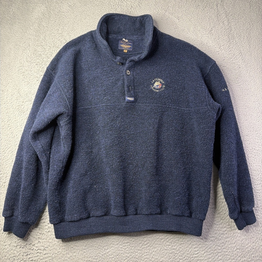 Vtg Straight Down Fleece Pullover Blue Golf Club XL Made in USA LA Cumber CC
